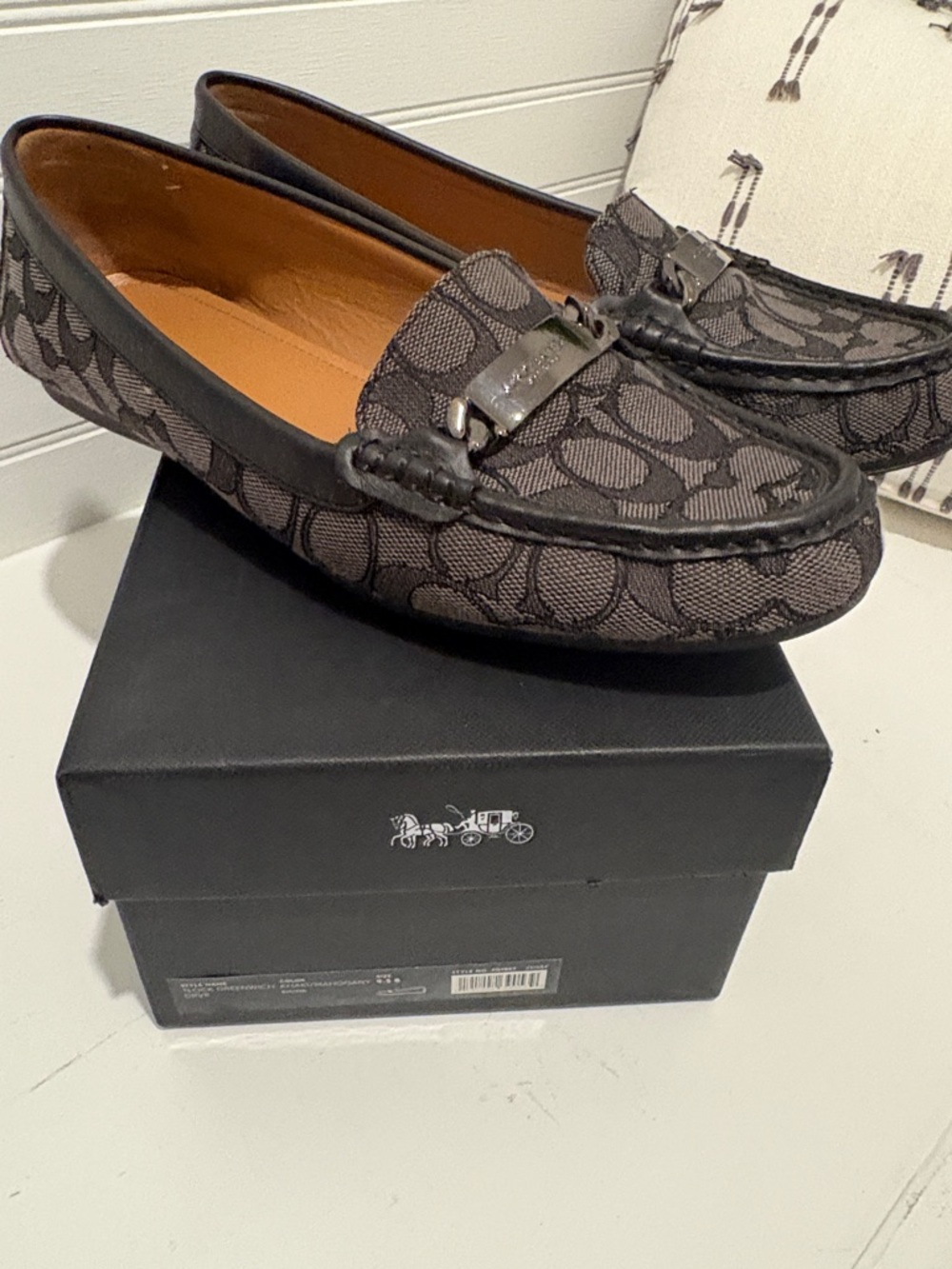 Coach Women's Black & Dark Gray Signature Jacquard Loafers